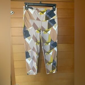 Satva Ayanna Womens Leggings Yoga Pants Pull On Cropped Geometric Multicolor S